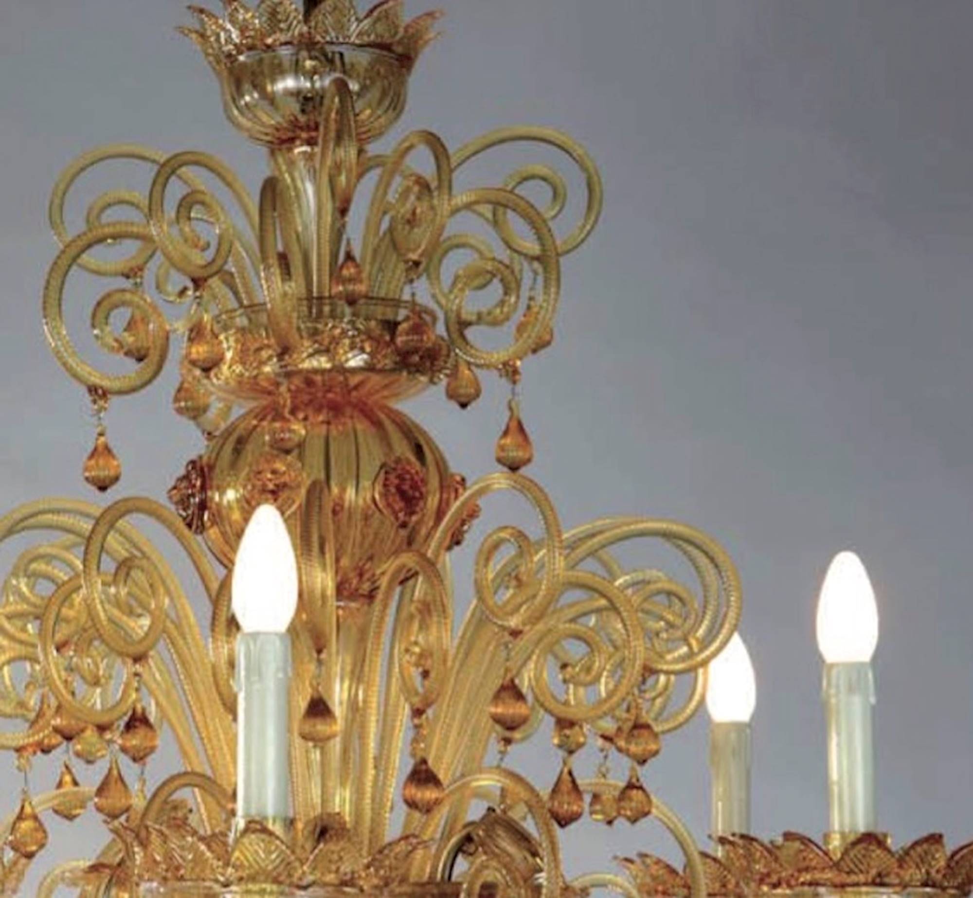 >Navetta"Murano Glass Chandelier - Image 3