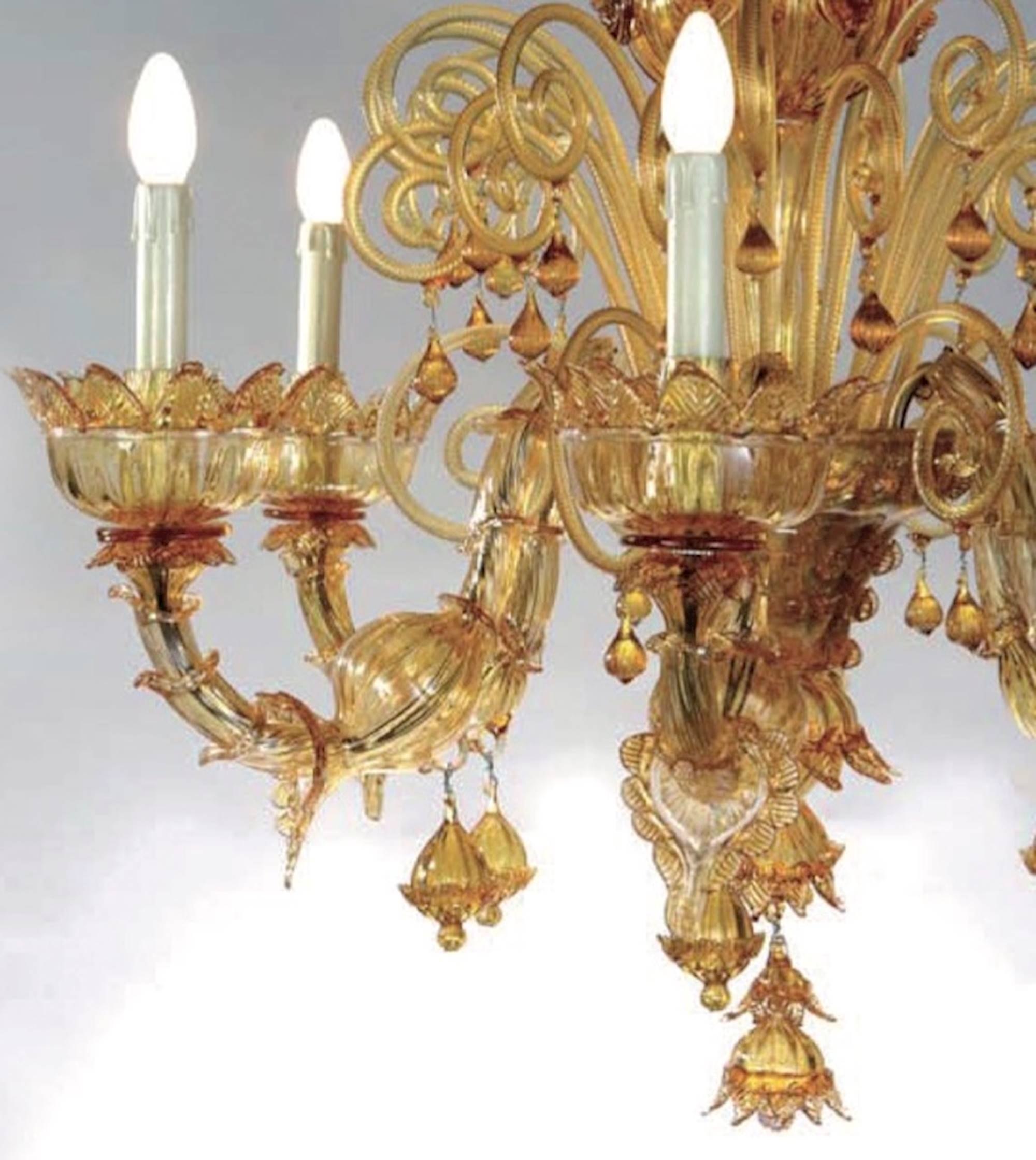 >Navetta"Murano Glass Chandelier - Image 2