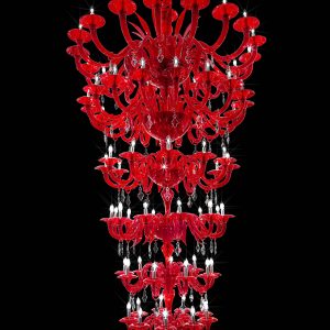 "Tutto Rosso  (All Red)"Murano Glass Chandelier